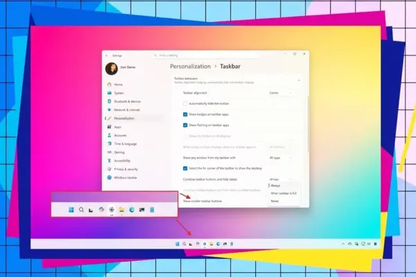 Windows 11 Adds Option for Smaller Taskbar Icons
