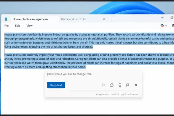 Notepad Enhanced with AI-Powered Write Feature by Microsoft