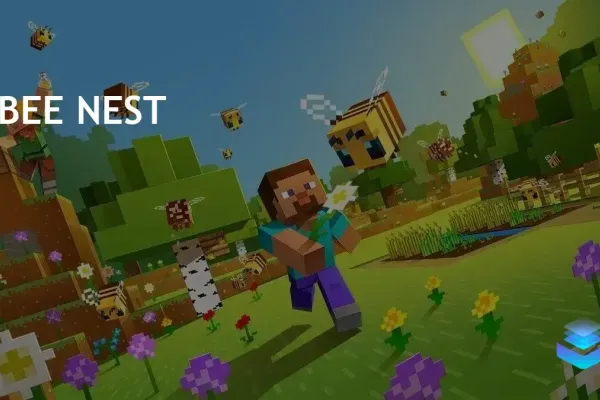 Minecraft Players Utilize Shears to Harvest Honeycomb from Bee Nests