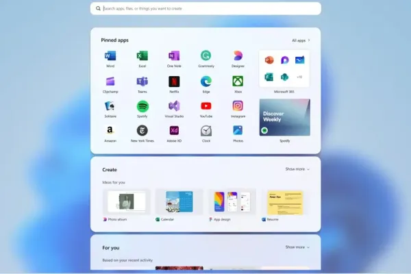 Microsoft Unveils Start Menu Designs for Windows 11
