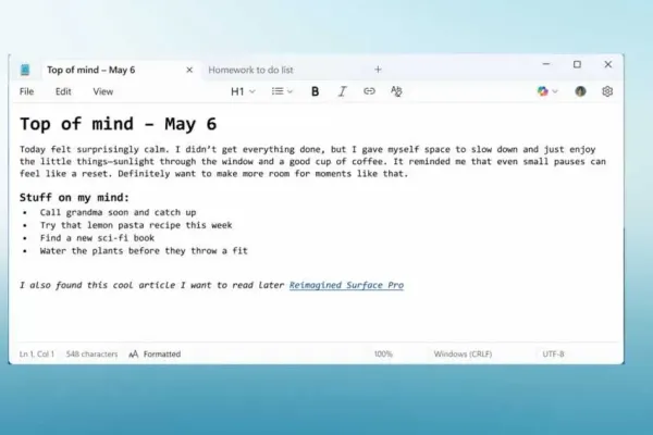 Microsoft Enhances Notepad with WordPad-Like Features