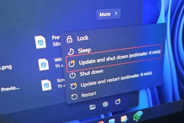 Установить обновления и завершить работу в Windows 11 без перезагрузки